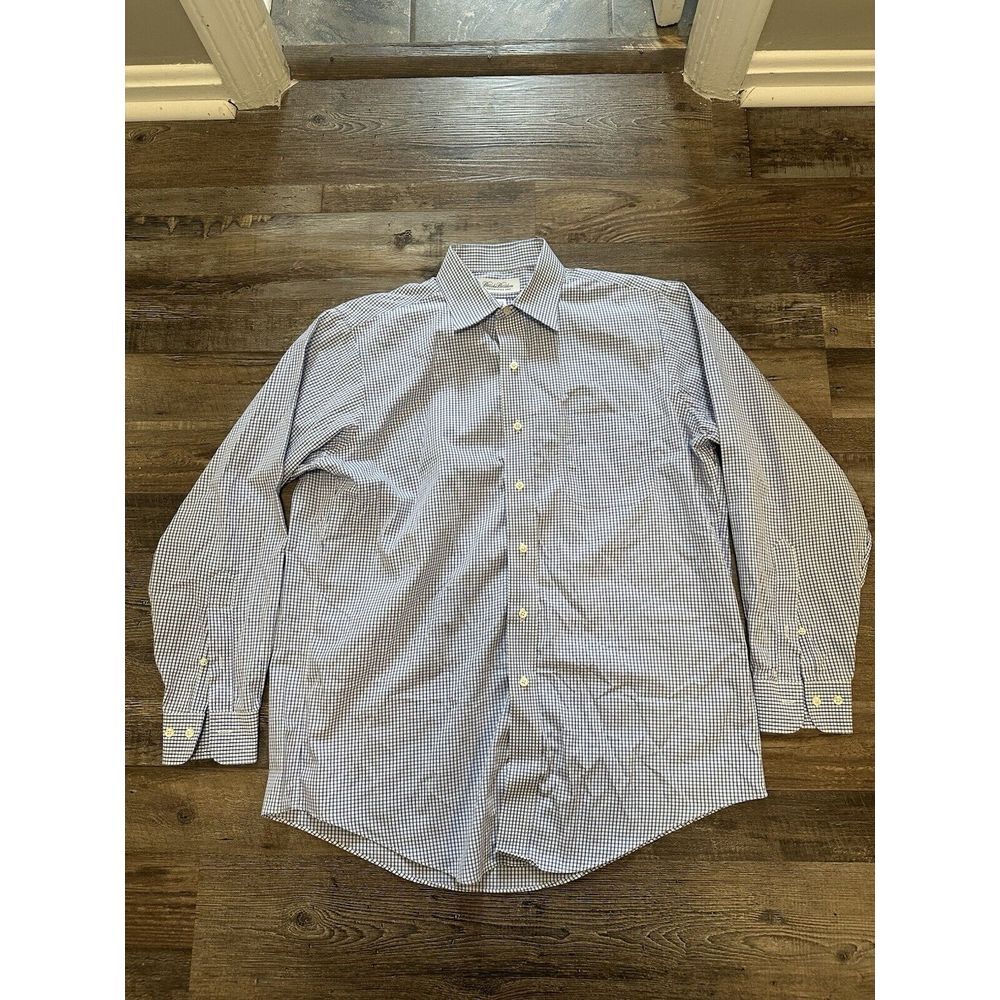 Brooks Brothers Shirt Mens 15.5 - 32/33 Lt Blue Non Iron Button Up Checker